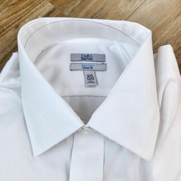 🩵NWT Croft & Barrow White Easy Care Slim Fit Buttoned Shirt Neck 16.5 - Picture 5 of 8